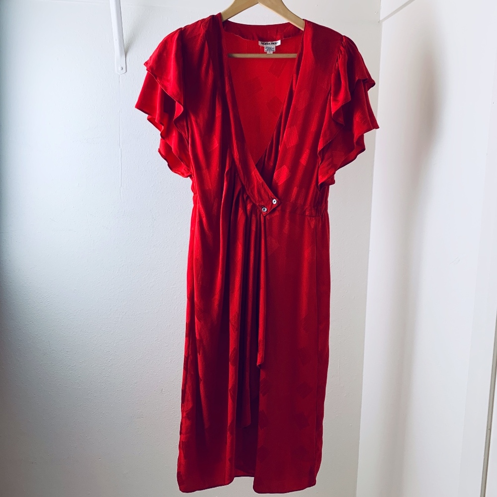 Vintage Red Silk Wrap Dress Nora Noh size 6
